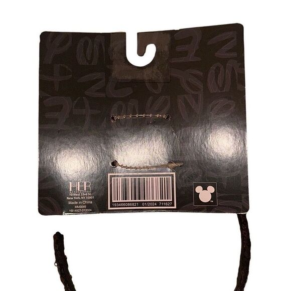 *NEW* Disney Minnie Mouse Ears Headband Black Sequined Silver Metallic Bow - Picture 3 of 8